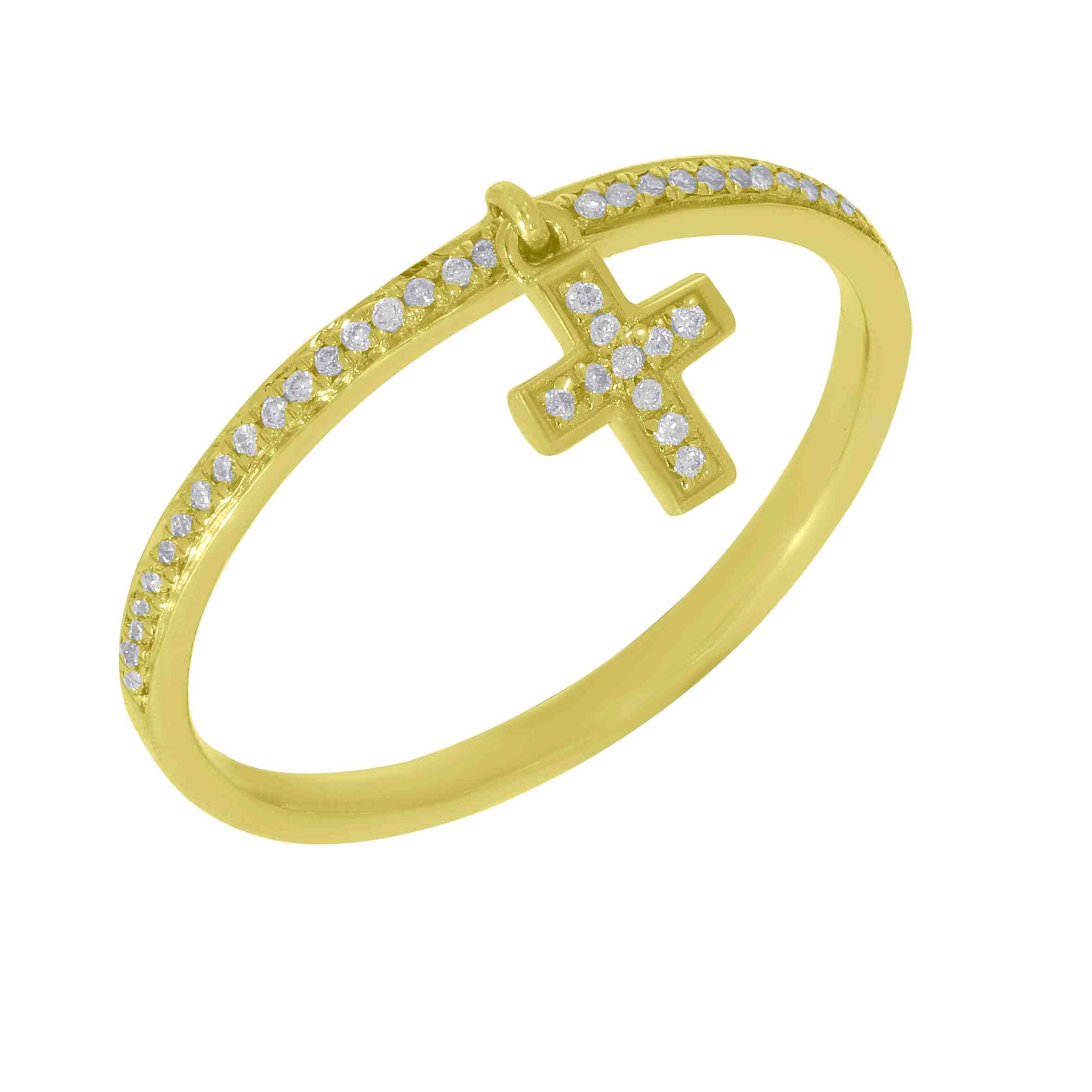 Dangling Diamond Cross Ring LR11418A
